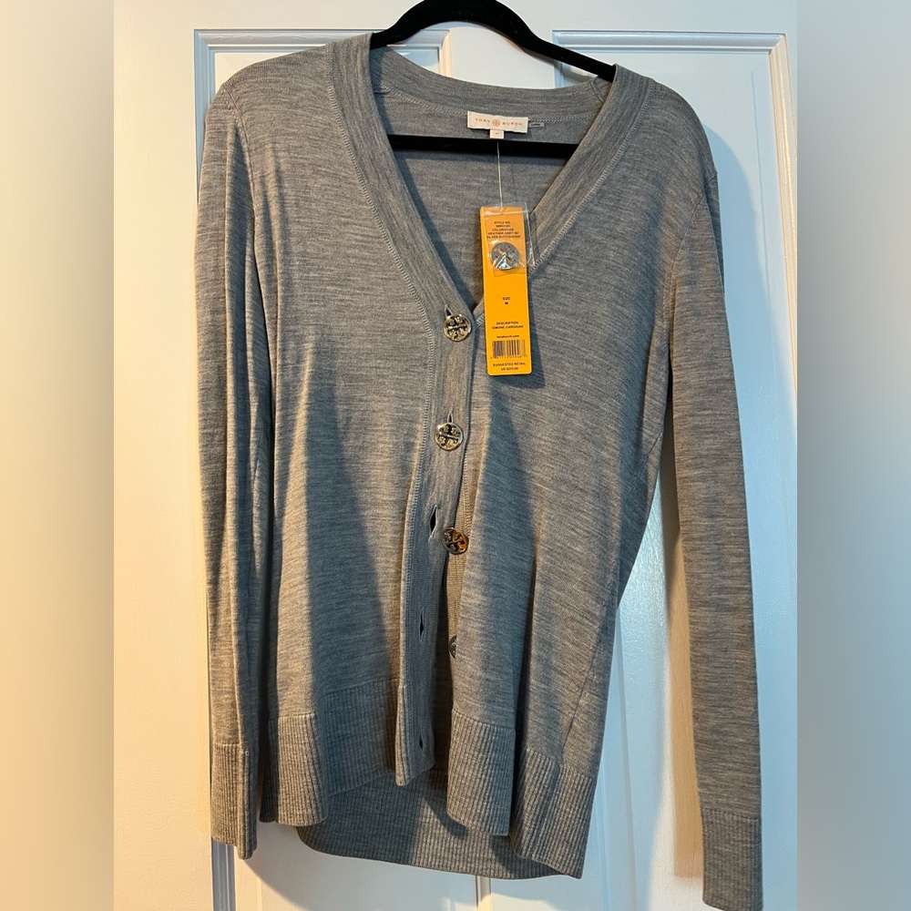 Tory Burch Light Gray Cardigan Sweater